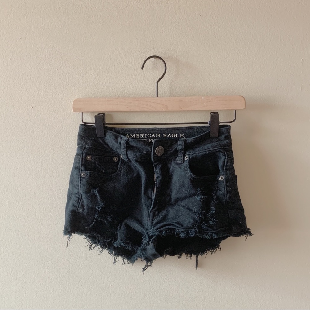 black jean shorts